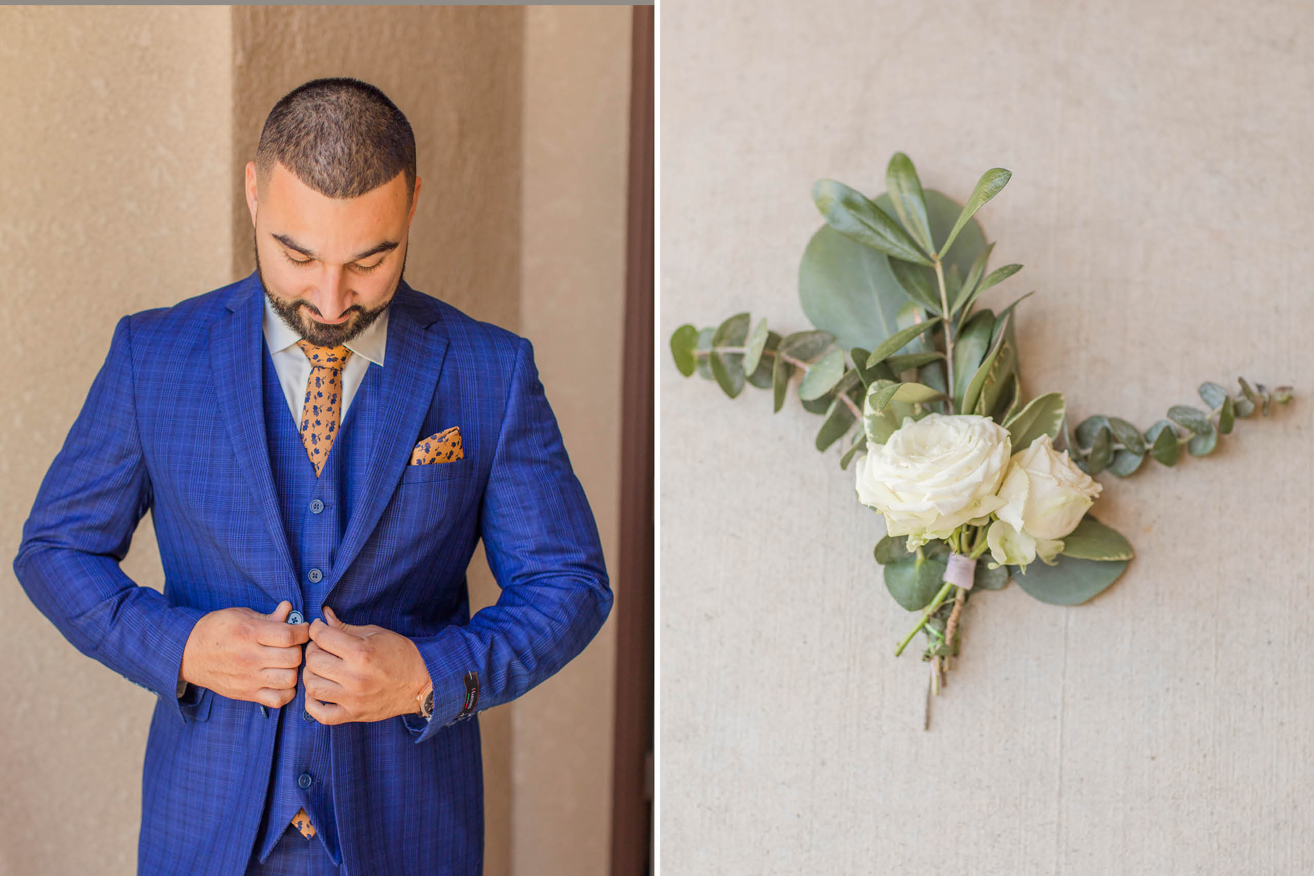 Emerald and pink - St. Anne's Catholic Church Wedding groom details