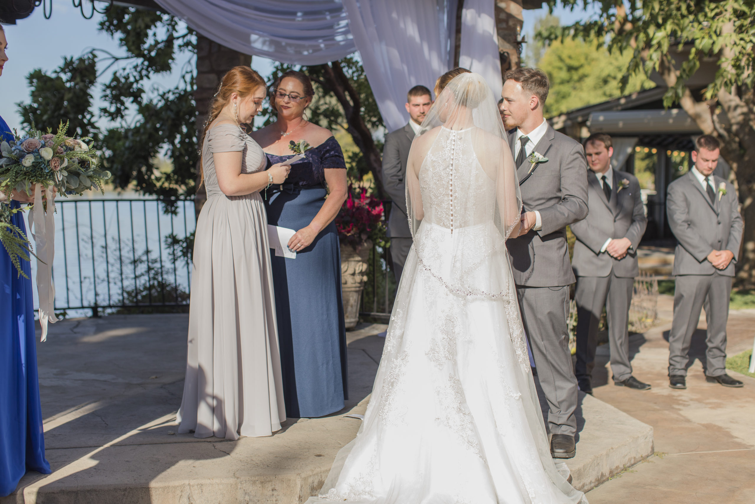 Wolf Lakes Wedding and groom saying vows